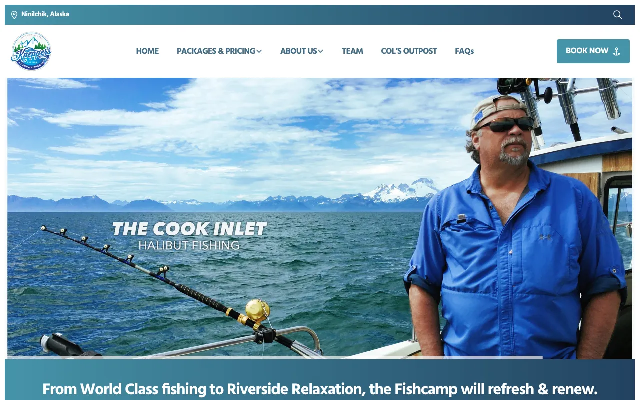 The Knepper’s Alaska Fishcamp home page, captured live
