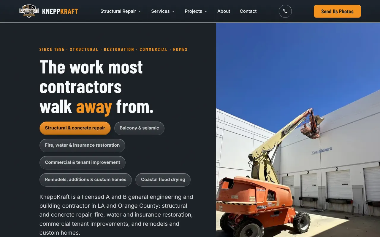 The KneppKraft home page, captured live